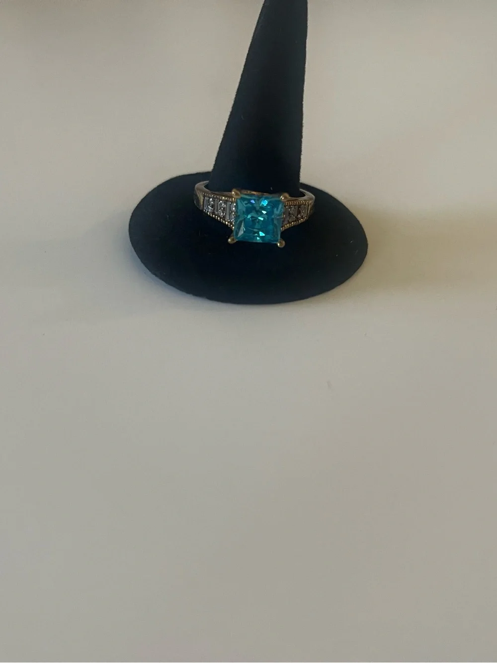 Blue Square-Cut Gem Cocktail Ring - Designer Style